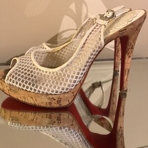 Elegant White Mesh Peep-Toe Heels